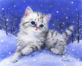 Kitten in the Snow Canvas only By Grafitec