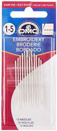 DMC 1765-1 Embroidery Hand Needles, 12-Pack, Size 1-5