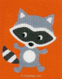 Raccoon Childrens Starter Cross Stitch Kit By Vervaco