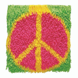 WonderArt Shaggy Kit: Peace Sign Latch Hook Rug Kit By Canon