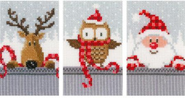 Counted Cross Stitch Greeting Cards: Xmas Buddies I  By Vervaco