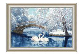 White Swans Cross Stitch Kit by Golden Fleece