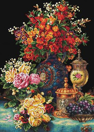 Classic Flowers No Count Cross Stitch Kit By Riolis