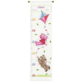Counted Cross Stitch Kit: Height Chart: Popcorn & Brie Flying  By Vervaco