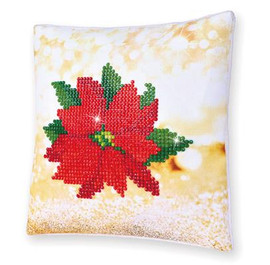 Poinsettia Pillow Craft Kit By Diamond Dotz