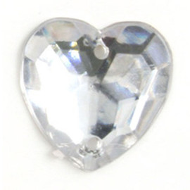 Acrylic Jewels: Sew-On: Heart: Clear: 100pk