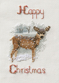 Christmas Card – Deer in a Snowstorm Cross Stitch kit by Derwentwater