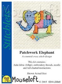 Patchwork Elephant Cross Stitch Kit by Mouse Loft