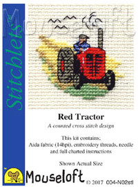 Red Tractor Cross Stitch Kit by Mouse Loft
