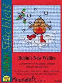 Robin's New Wellies Cross Stitch Kit by Mouse Loft
