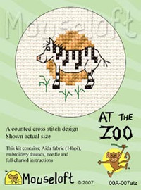 Zebra Cross Stitch Kit by Mouse Loft