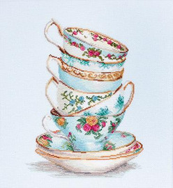 Turquoise Tea Cups Cross Stitch Kit By Luca S