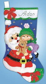 Santa with Girl Stocking FELT kit By Design Works