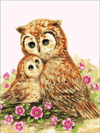 Mother & Baby Owl CANVAS By Grafitec