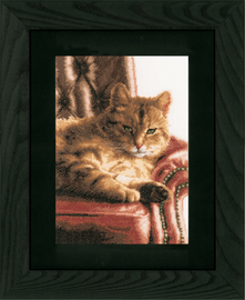 Counted Cross Stitch Kit: Relaxed Tabby (Evenweave) By Lanarte