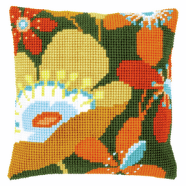 Cross Stitch Kit: Cushion: Retro Flowers