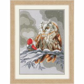 Counted Cross Stitch Kit: Owl and Gnome By vervaco