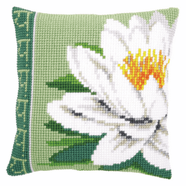 Cross Stitch Kit: Cushion: White Lotus Flower By Vervaco