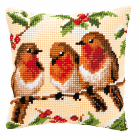 Cross Stitch Kit: Cushion: Robins By Vervaco