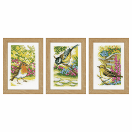 Counted Cross Stitch Kit: Miniatures: Garden Birds: Set of 3 By Vervaco