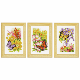 Counted Cross Stitch: Butterflies and Flowers (Set of 3) By Vervaco