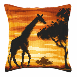 Cross Stitch Kit: Cushion: Sunset Giraffe By Vervaco