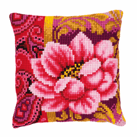 Cross Stitch Kit: Cushion: Pink Flower By Vervaco