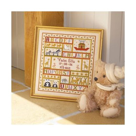 Animal Patchwork Birth cross stitch  By Historical Sampler Company