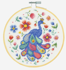 Peacock and Florals Cross Stitch Kit by DMC