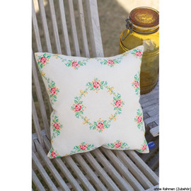 Garland and Roses Cushion Cross Stitch Kit by Vervaco