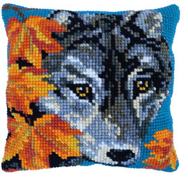 Autumn Wolf Printed Cross Stitch Kit by Needleart World