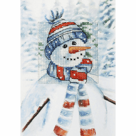 Snowman head Cross Stitch Card Kit by Orchidea