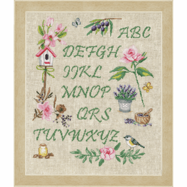 Garden Alphabet counted cross stitch kit by Vervaco