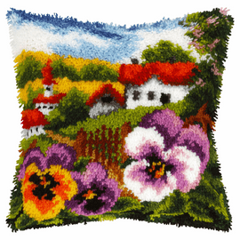 Landscape with Pansies Latch Hook Kit by Orchidea