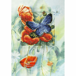 Butterfly and Poppies Counted Cross Stitch Kit by Orchidea