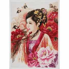 Asian Lady in Pink  Diamond Painting Kit by Lanarte