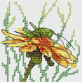 Grasshopper On Echinacea Cross Stitch Kit By MP Studia