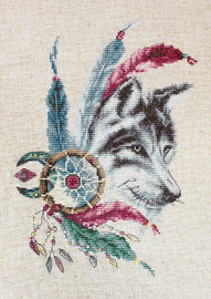 Native Wolf Counted Cross Stitch Kit By Luca S