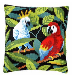 Tropical Birds Cushion Cross Stitch Kit by Vervaco