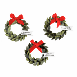 Craft Embellishments: Christmas Wreaths: 3 Pieces