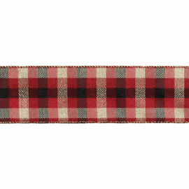 Ribbon: Premium Wire Edge Ribbon: 1m x 63mm: Tartan Check