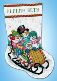 Snow Sledding Christmas Cross Stitch Stocking Kit by Design Works