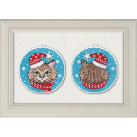 Christmas Cat Cross Bauble Stitch Kit On Plastic Canvas By Oven