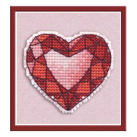 Heart Badge Cross Stitch Kit On Plastic Canvas By Oven