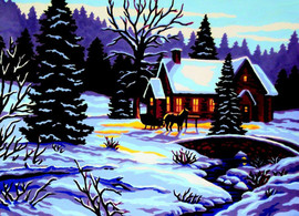 Winter Cottage Tapestry Canvas By Gobelin