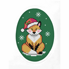 Greeting Card: Christmas Fox Counted Cross Stitch Kit By Orchidea 