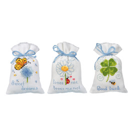 Set of 3 Wishes Draw String Gift Bags Counted Cross Stitch Kit by Vervaco