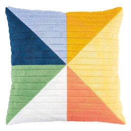 Coloured Triangles Cushion Long Stitch Kit by Vervaco