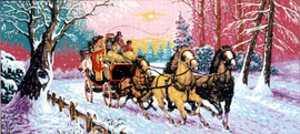 Three Horse Sleigh Tapestry Canvas by Diamant