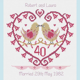 Ruby Bells Anniversary Cross stitch chart only by Nia